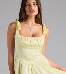 Elida Lace-Up Skater Satin Short Dress