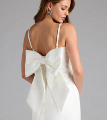 Amalia Bow A-Line Satin Short Dress