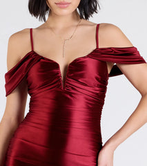 Jelene Cold-Shoulder Mermaid Satin Formal Dress