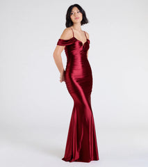 Jelene Cold-Shoulder Mermaid Satin Formal Dress