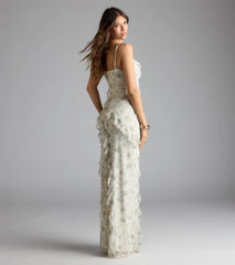 Diana V-Neck Mermaid Floral Ruffle Formal Dress