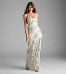 Diana V-Neck Mermaid Floral Ruffle Formal Dress