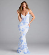 Pascha Strappy Open Back Mermaid Floral Formal Dress