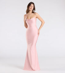 Delia Formal Cowl Neck Long Dress