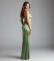 Alaine Lace-Up Slit Mermaid Satin Formal Dress
