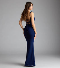 Morgana Lace-Up Ruched Mermaid Dress