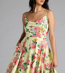Robina Lace-Up A-Line Floral Satin Formal Dress