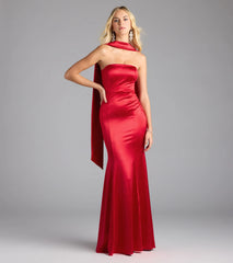 Santana Strapless Scarf Mermaid Satin Formal Dress