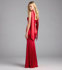 Santana Strapless Scarf Mermaid Satin Formal Dress