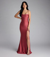 Delia Formal Cowl Neck Long Dress