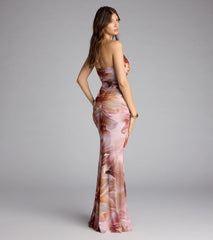 McKenzie Floral Halter Mermaid Formal Dress