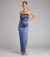 Kaleigh Satin Strapless Formal Dress