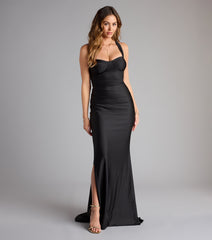 Whitney Lace-Up Slit Formal Dress