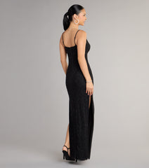 Arianna Rhinestone Mesh High Slit Column Dress