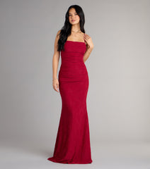 Alba Cowl Neck Mermaid Floral Formal Dress