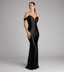 Jelene Cold-Shoulder Mermaid Satin Formal Dress