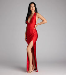 Jenn V-Neck Strappy Back Slit Long Formal Dress