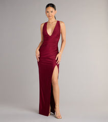 Jenn V-Neck Strappy Back Slit Long Formal Dress