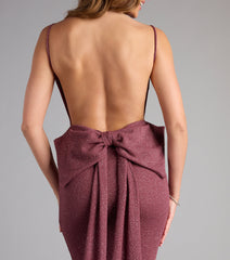 Gwendolyn Glitter Knit Bow-Back Mermaid Dress