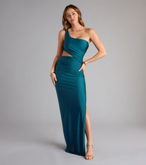 Natalia One-Shoulder Cutout Slit Formal Dress