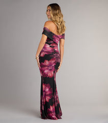 Cornelia Off-The-Shoulder Slit Floral Formal Dress