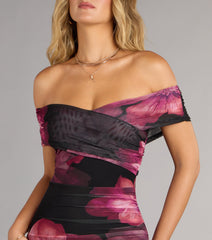 Cornelia Off-The-Shoulder Slit Floral Formal Dress