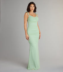 Morgana Lace-Up Ruched Mermaid Dress