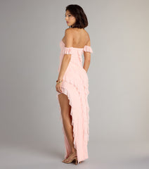 Cecilia Off-The-Shoulder Ruffle Formal Dress