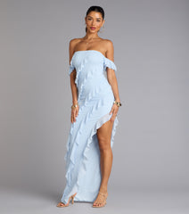 Cecilia Off-The-Shoulder Ruffle Formal Dress