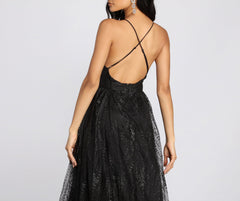 Mona Formal Plunging Glitter Dress