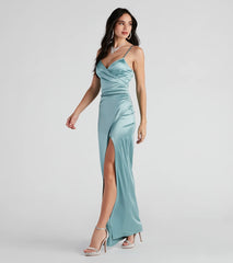 Jolina Wrap Skirt Satin Dress