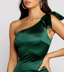 Delana Formal One-Shoulder Satin Dress