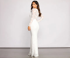 Priscilla Scalloped Lace Boat Neck Mermaid Dress