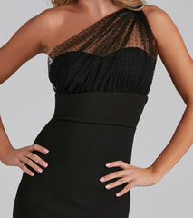 Dakota Formal One-Shoulder Swiss Dot Dress