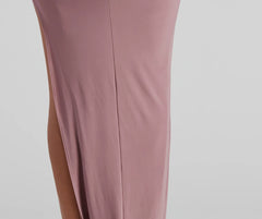 Heather Ruched High-Slit Formal Dress