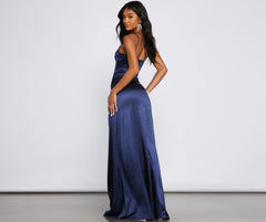 Rhiannon One-Shoulder Satin Long Dress