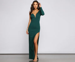 Evangeline Crepe One Shoulder Dress