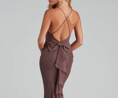 Linda Formal Glitter Ruffled Dress