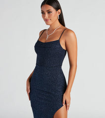 Lola Formal High Slit Glitzy Glitter Dress