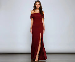 Coralie Off Shoulder Front Slit Dress