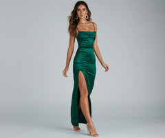 Lala High Slit Satin Formal Dress