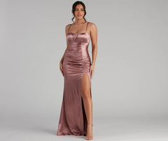 Brooklyn Satin Ruched Formal Dress