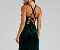 Christina Lace-Up Back Velvet Dress