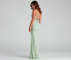 Marleigh Formal Sequin Scroll Dress