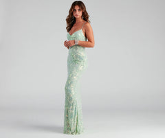 Marleigh Formal Sequin Scroll Dress