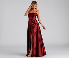 Lorella Satin Empire Lace Back Formal Dress