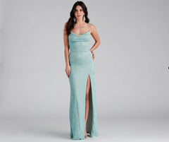 Doria Formal High Slit Glitter Dress