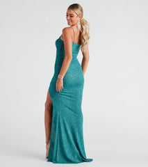 Hayden Ruched Glitter Knit Mermaid Dress