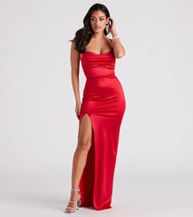 Lala High Slit Satin Formal Dress