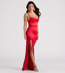 Lala High Slit Satin Formal Dress